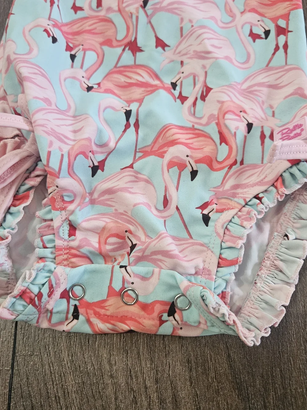 Ruffle Butts Flamingo Print Baby Swimsuit Size 3-6 Months